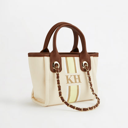 The Lily Canvas Mini - Cream with Dark Brown Handles - Design Your Own