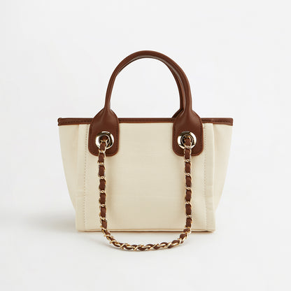 The Lily Canvas Mini - Cream with Dark Brown Handles - Design Your Own