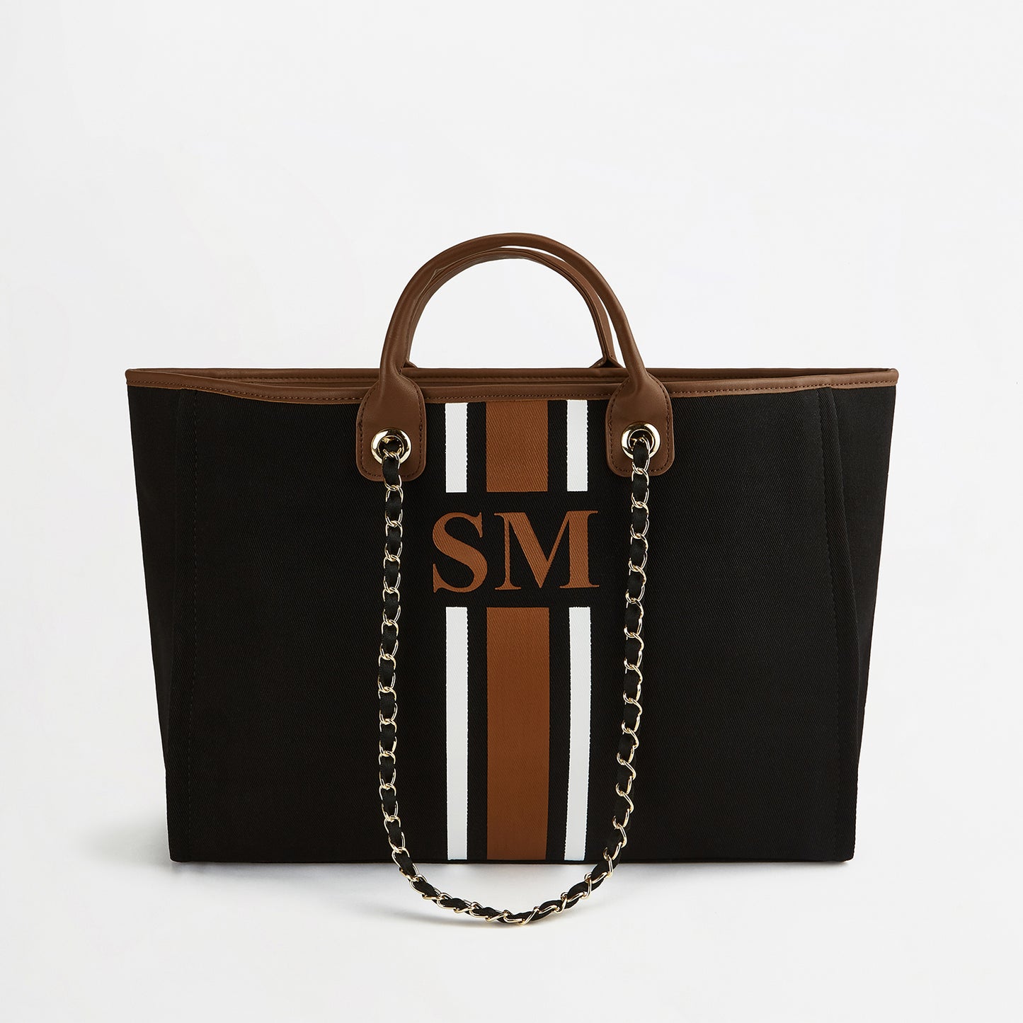 The Lily Canvas Tote - Black & Tan - Jumbo