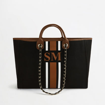 The Lily Canvas Tote - Black & Tan - Jumbo
