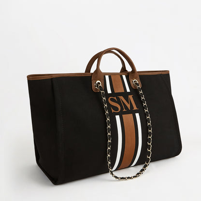 The Lily Canvas Tote - Black & Tan - Jumbo