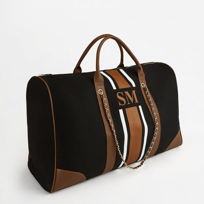 The Lily Canvas 'Take Me Away' Tote - Black & Tan