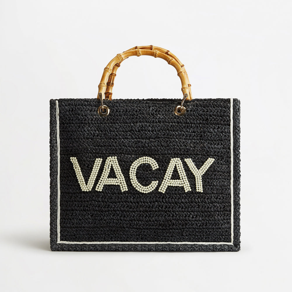 Raffia Tote - Navy