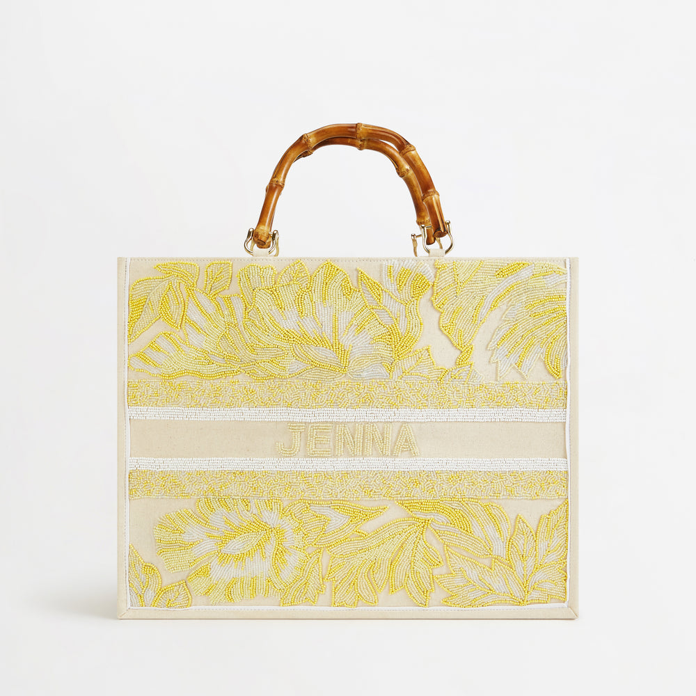 The Juliana Beaded Tote - Yellow Tropical