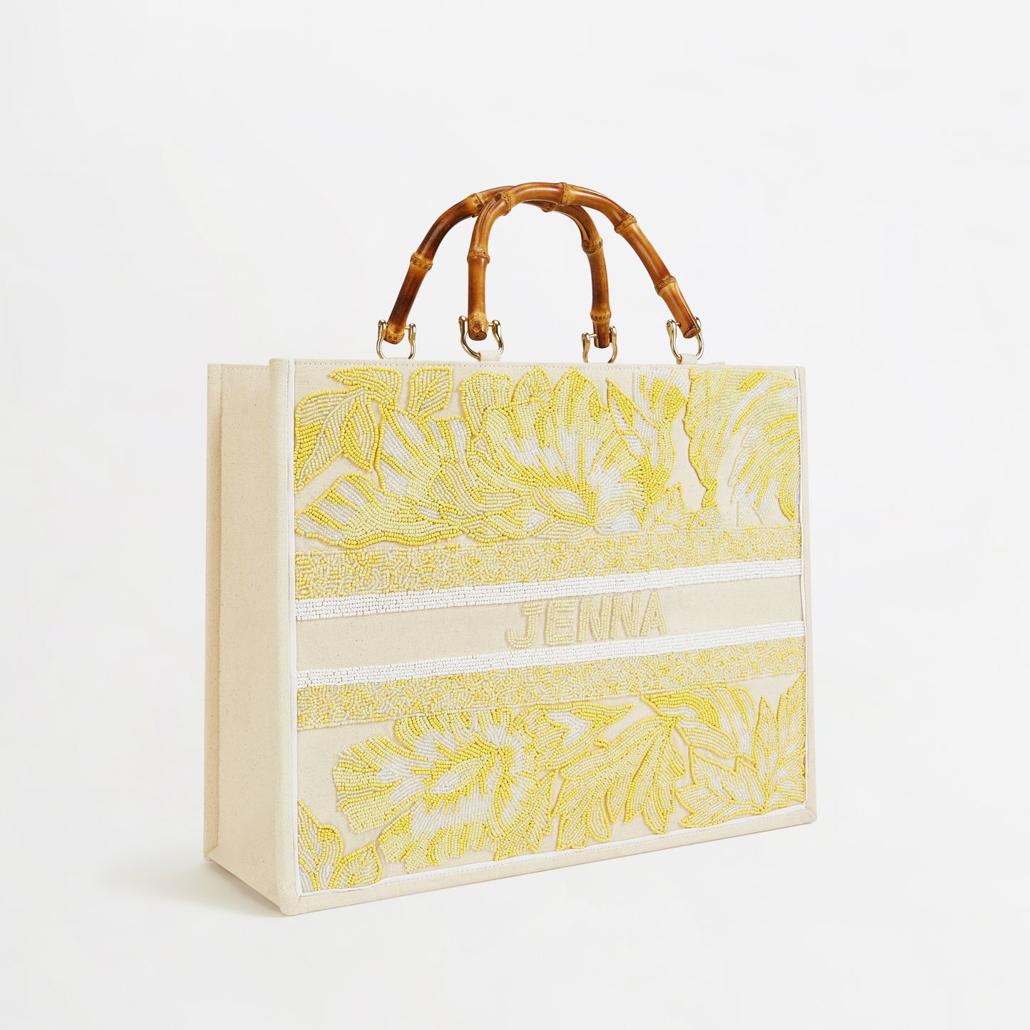 The Juliana Beaded Tote - Yellow Tropical