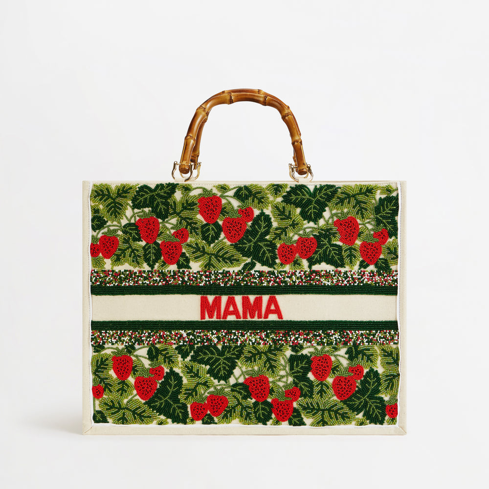 The Juliana Beaded Tote - Strawberry