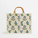 The Beaded Tote - Blue Flower Handbag