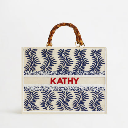 The Juliana Beaded Tote - Blue Fern