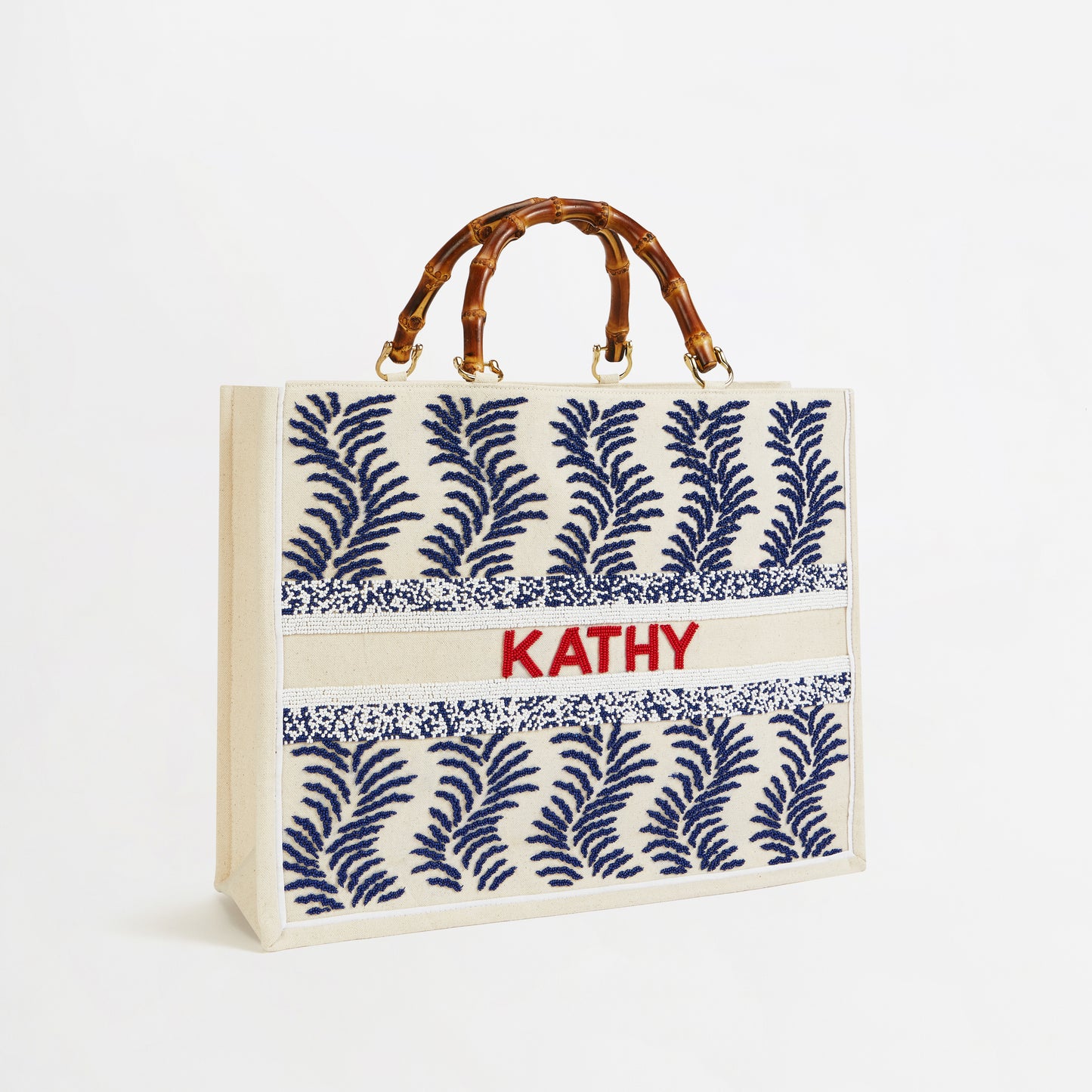 The Juliana Beaded Tote - Blue Fern