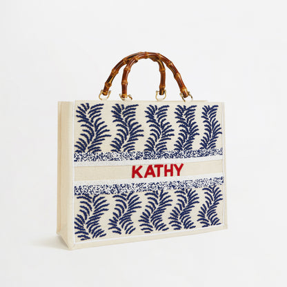 The Juliana Beaded Tote - Blue Fern