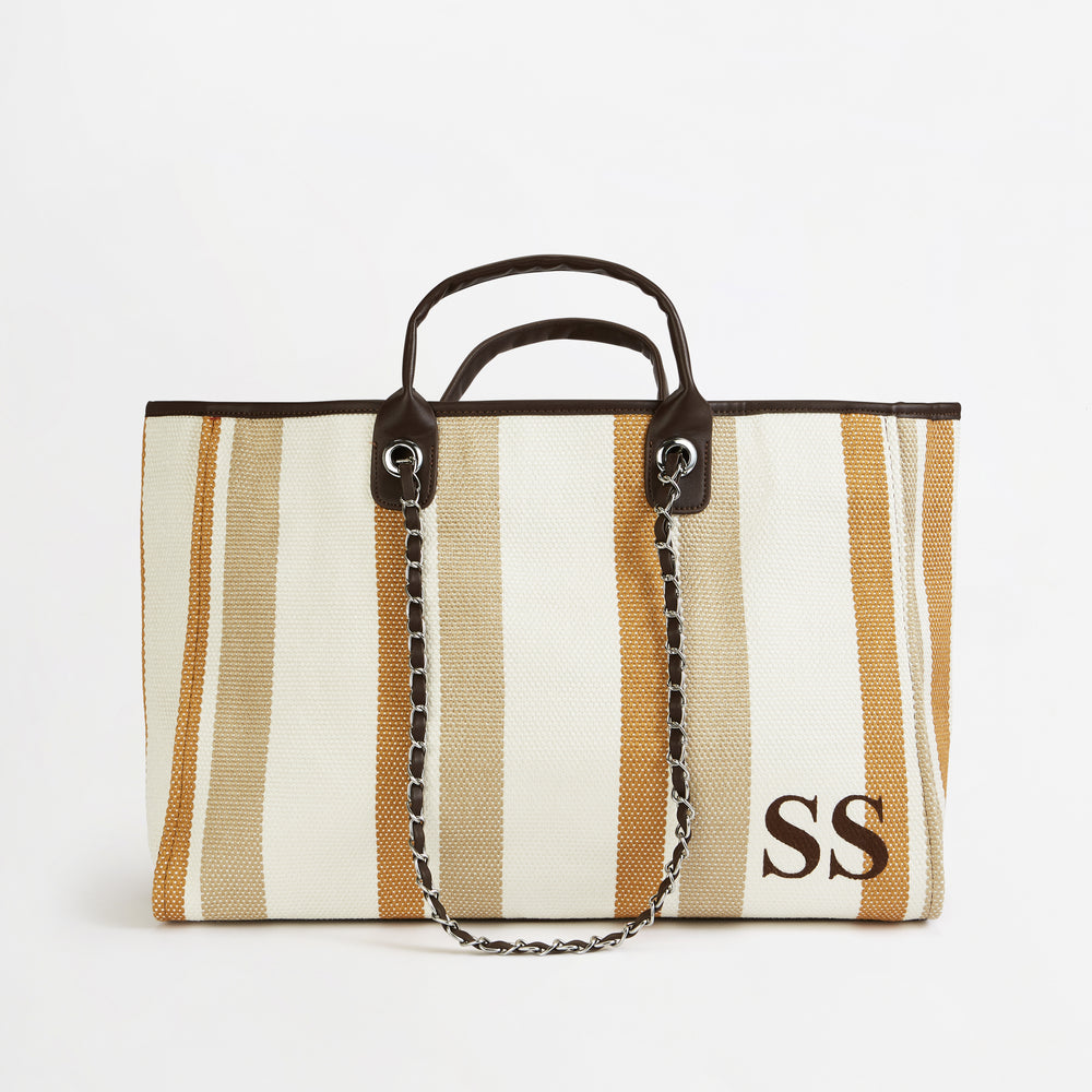 The Summer Stripe Tote - Cocoa - Jumbo