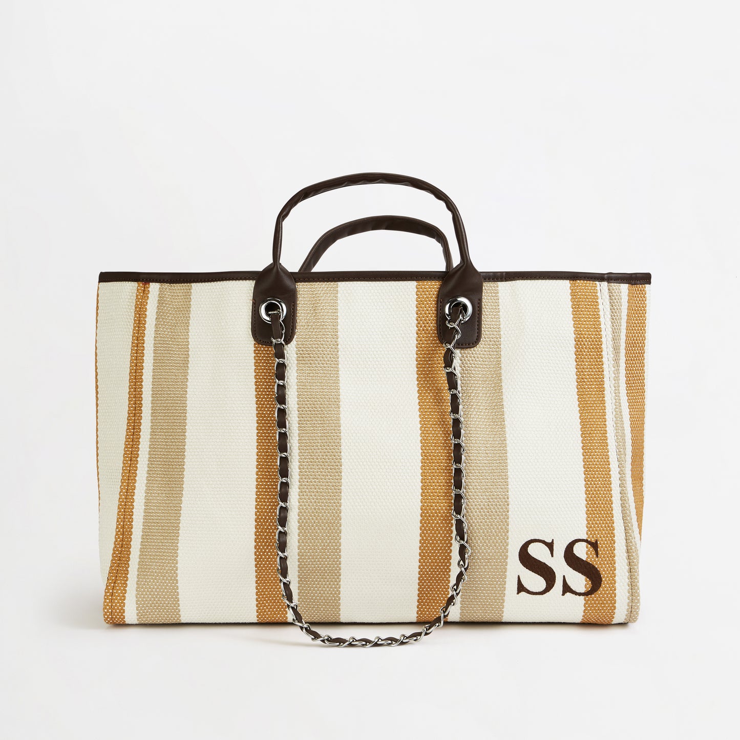 The Summer Stripe Tote - Cocoa - Jumbo