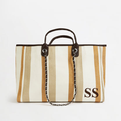 The Summer Stripe Tote - Cocoa - Jumbo