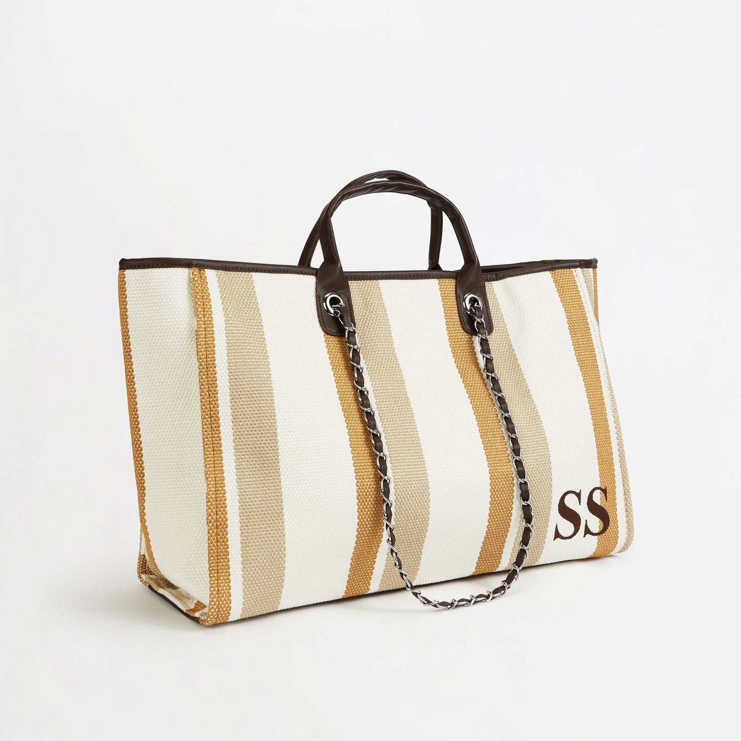 The Summer Stripe Tote - Cocoa - Jumbo