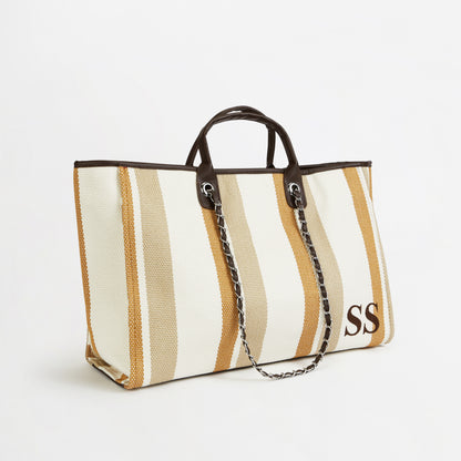 The Summer Stripe Tote - Cocoa - Jumbo