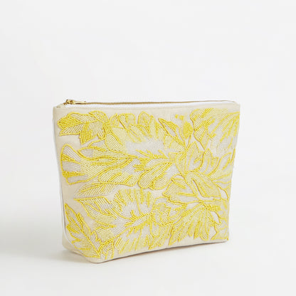 The Beaded Cosmetic Bag - Yellow Tropical