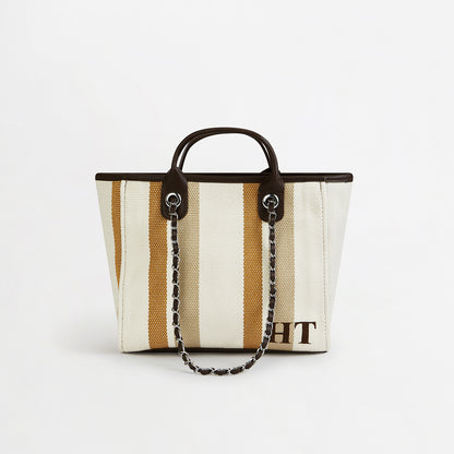 The Summer Stripe Tote - Cocoa - Medium