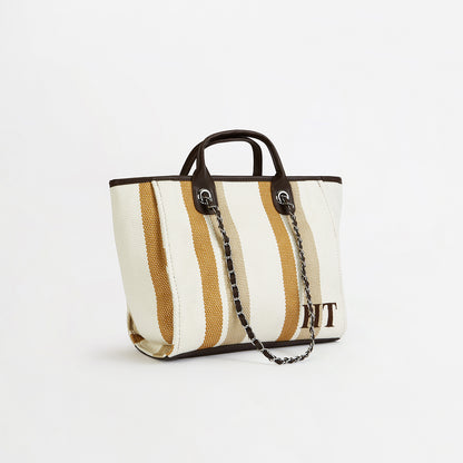 The Summer Stripe Tote - Cocoa - Medium