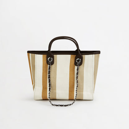 The Summer Stripe Tote - Cocoa - Medium