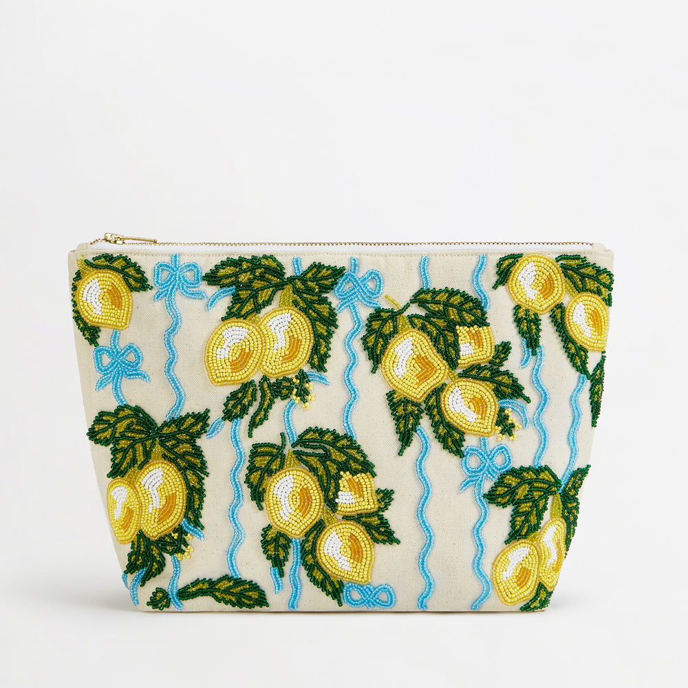The Beaded Cosmetic Bag - Italian Lemons