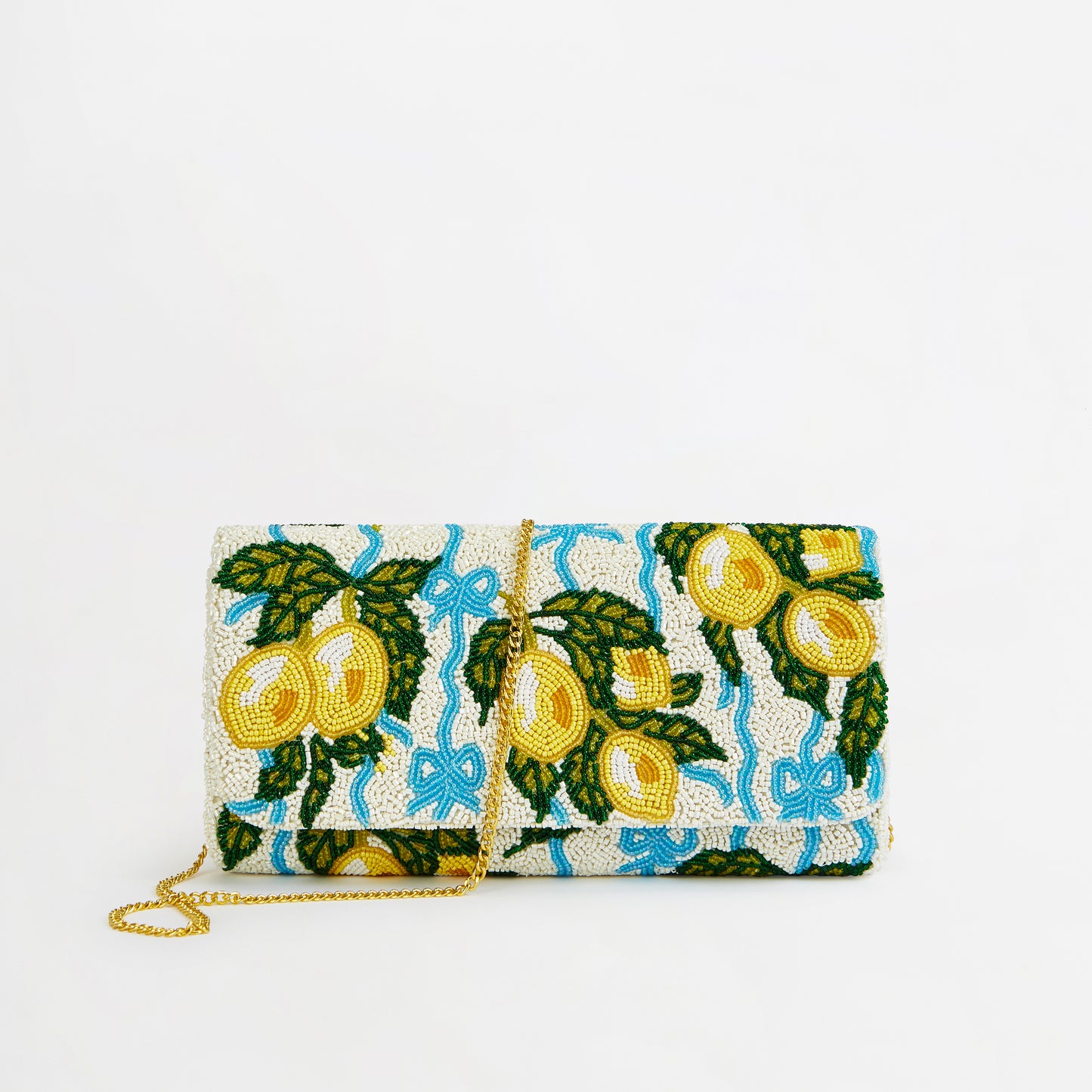 The Italian Lemons Beaded Clutch Bag