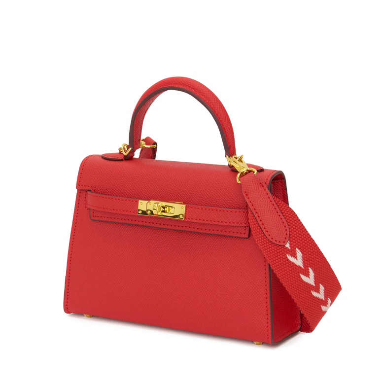 Lily & Bean Hettie Mini Bag - Traffic Light Red with Initials
