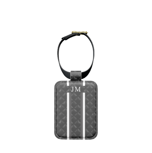 Lily & Bean Black Quilted  Personalised Double Sided Luggage Tag