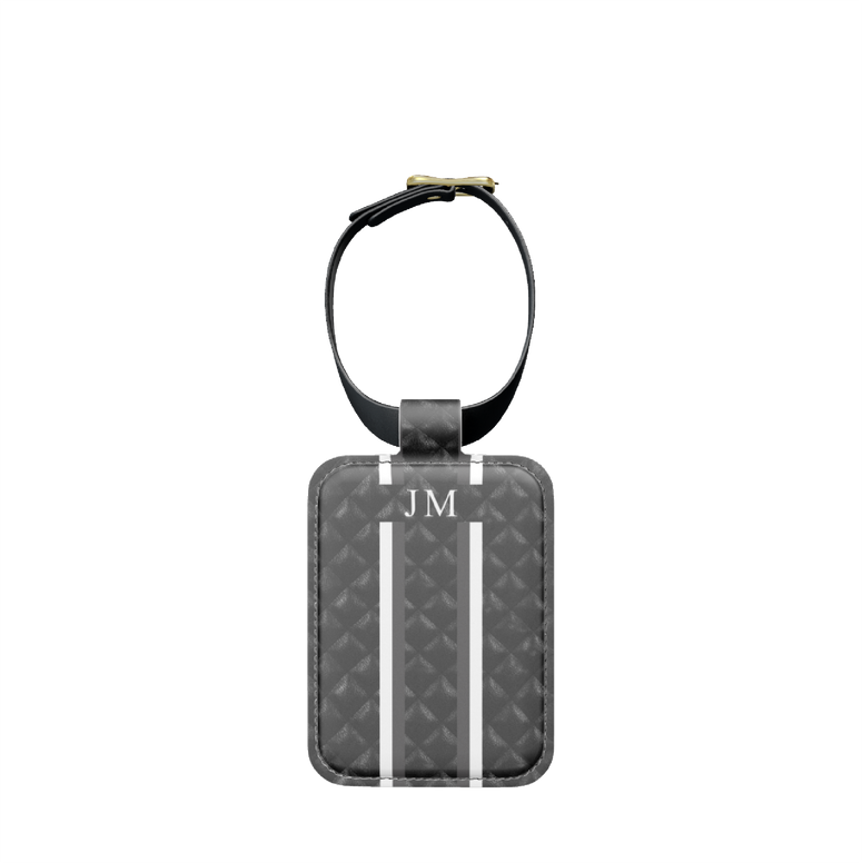 Lily & Bean Black Quilted  Personalised Double Sided Luggage Tag