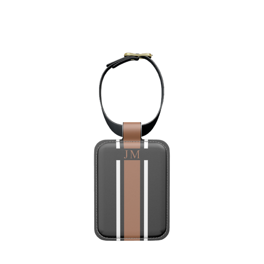 Lily & Bean Black With Tan Personalised Double Sided Luggage Tag