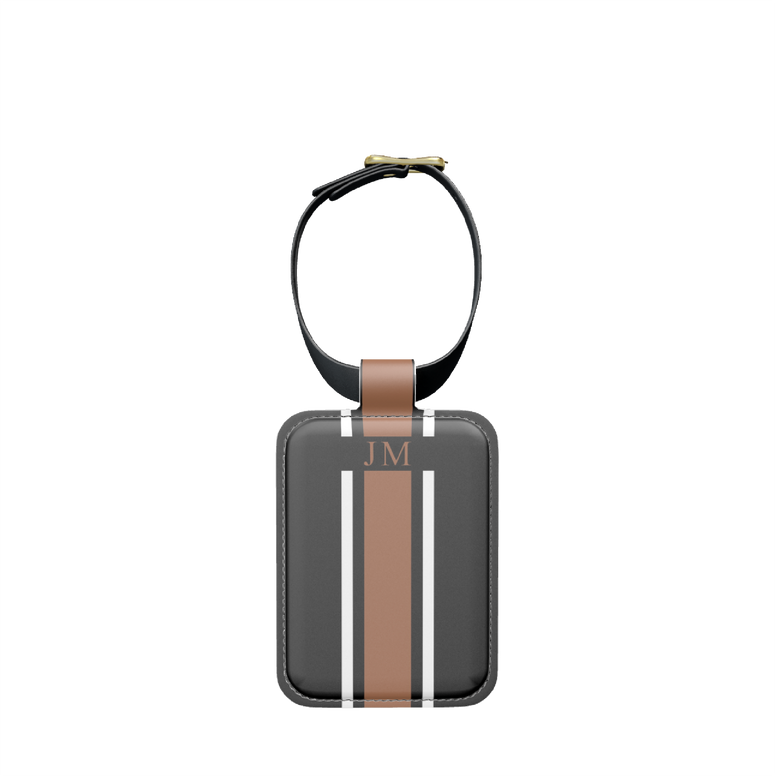 Lily & Bean Black With Tan Personalised Double Sided Luggage Tag