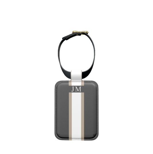 Lily & Bean Black with Taupe Personalised Double Sided Luggage Tag