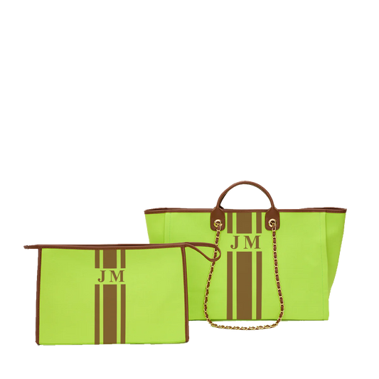 Neon Green Tote and Ultimate Cosmetic Duo