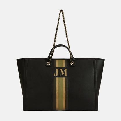 Athene Leather Tote Bag Lily- Black Personalised_