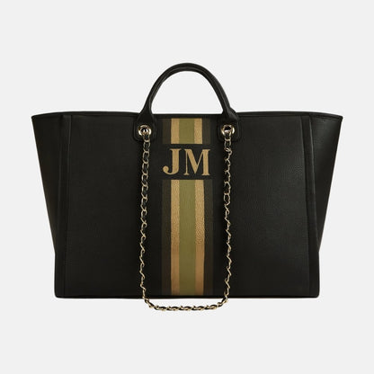 Athene Leather Tote Bag Lily- Black Personalised_
