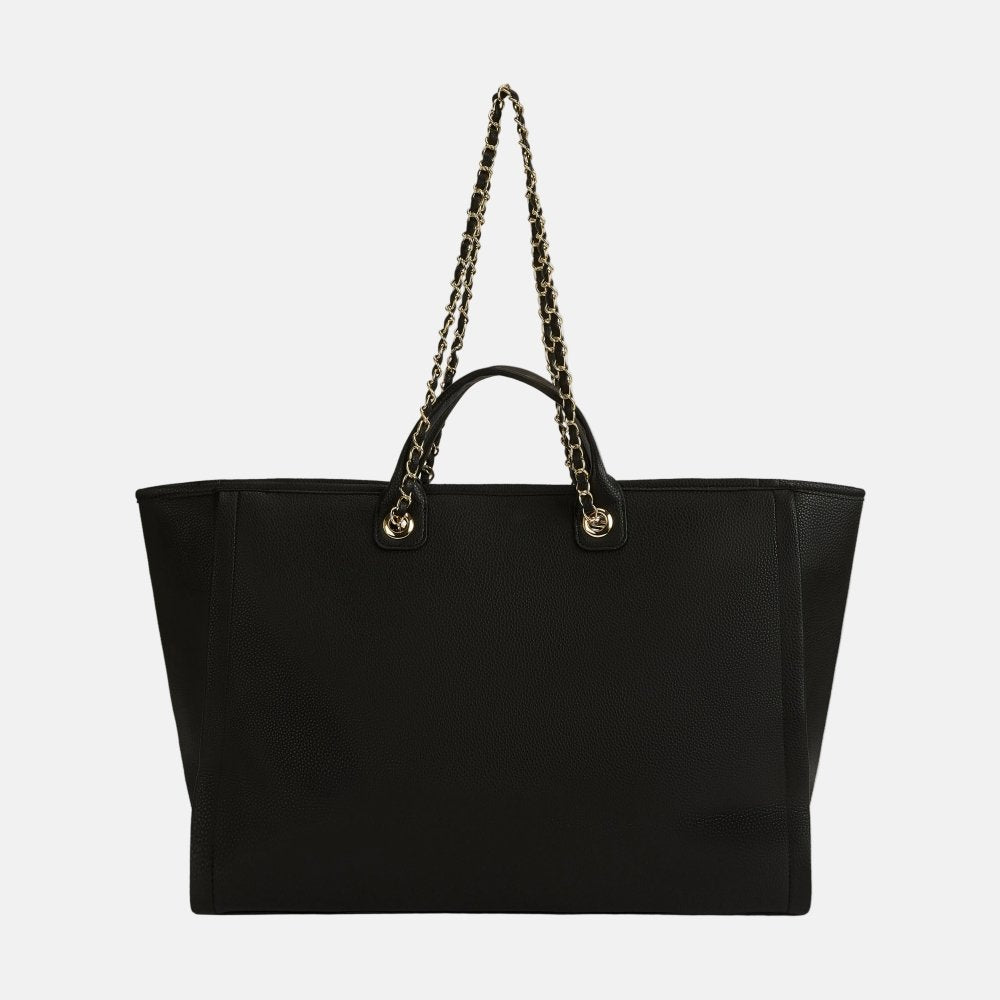 Athene Leather Tote Bag Lily- Black Personalised_