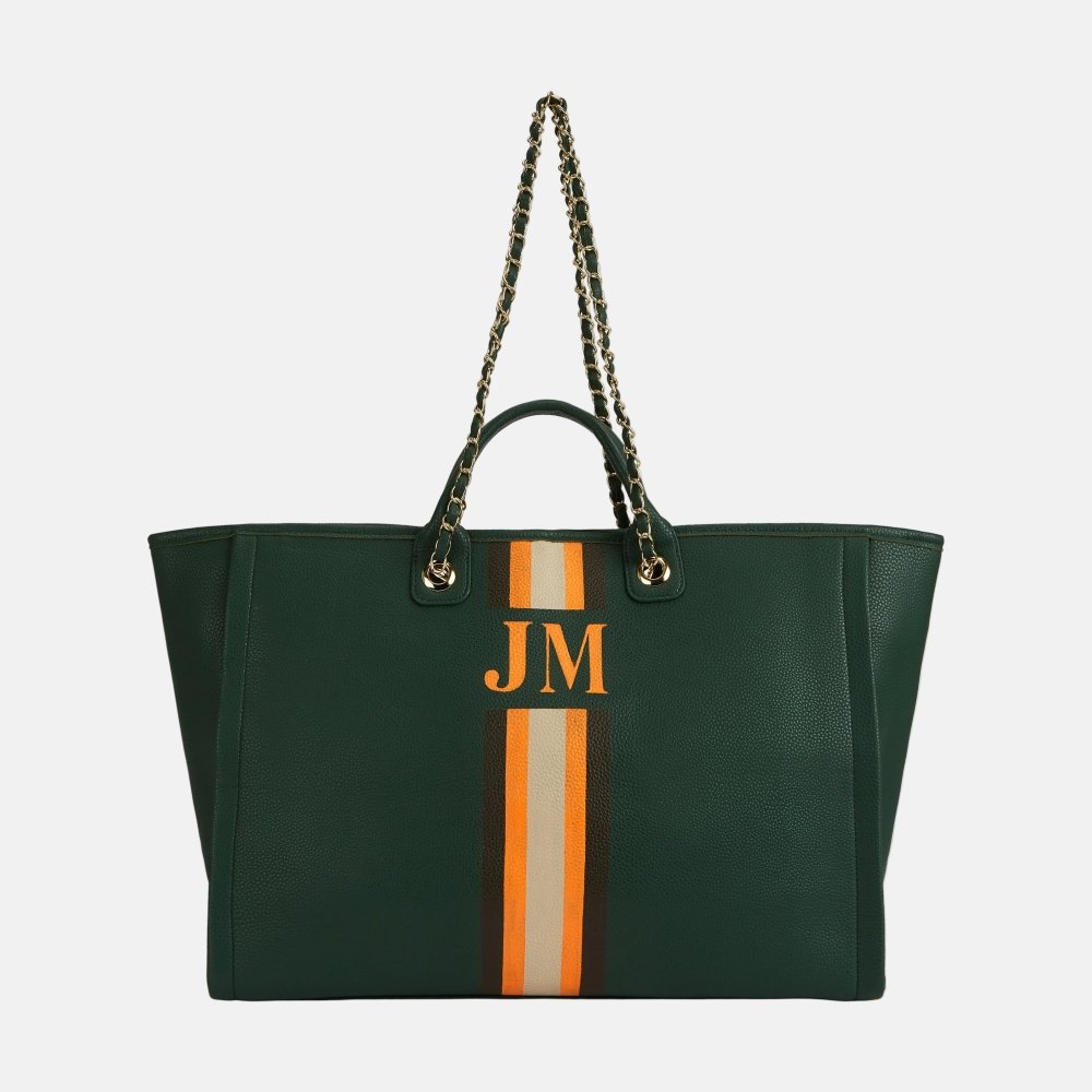 Athene Leather Tote Bag Lily Personalised- Green_