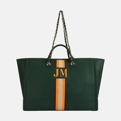 Athene Leather Tote Bag Lily Personalised- Green_