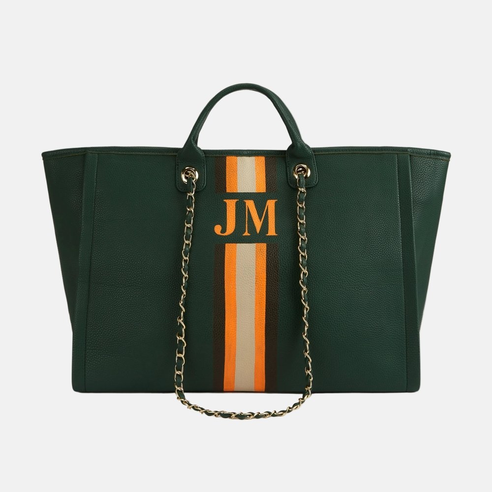 Athene Leather Tote Bag Lily Personalised- Green_
