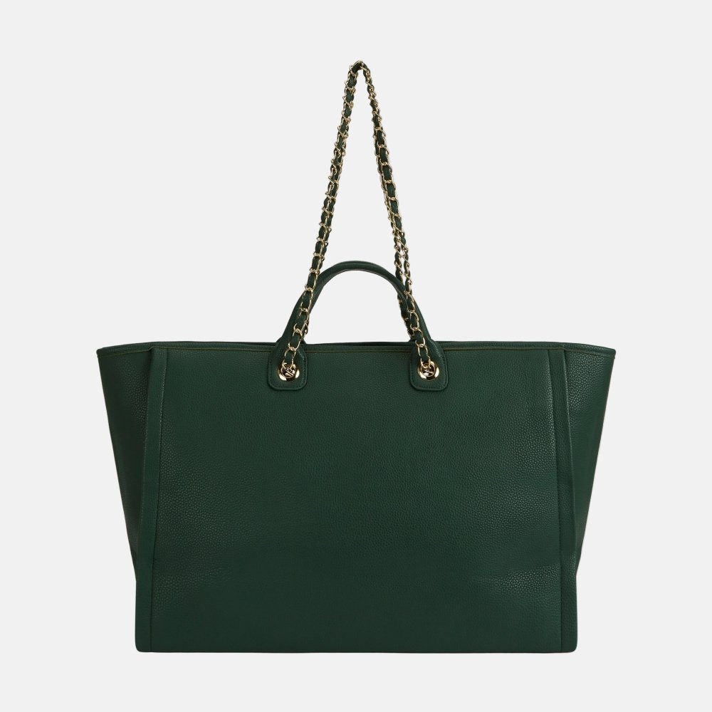 Athene Leather Tote Bag Lily Personalised- Green_
