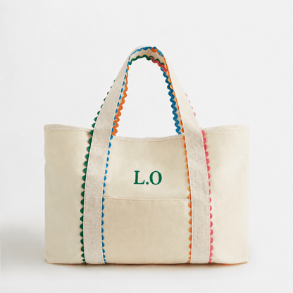 Cream Scalloped Shopper Personalised_