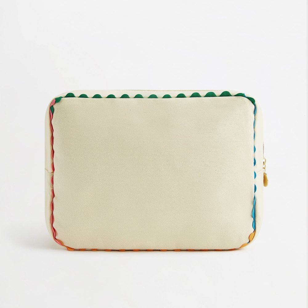 Cream Scalloped Washbag Personalised Embroidered_