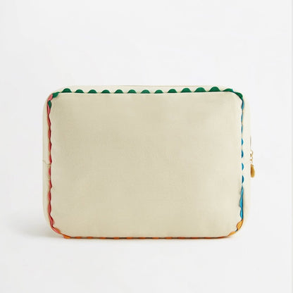 Cream Scalloped Washbag Personalised Embroidered_