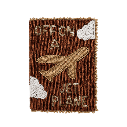 Hand Beaded Passport Cover - Brown_