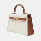 Hettie Bag Leather Clutch - Cream & Tan_
