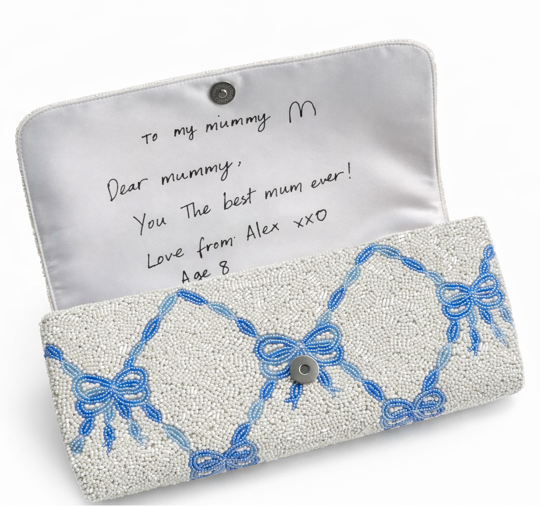 The Beaded Bow Clutch with Note