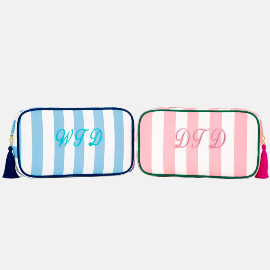 Bold Striped Toiletry Bag with tassel