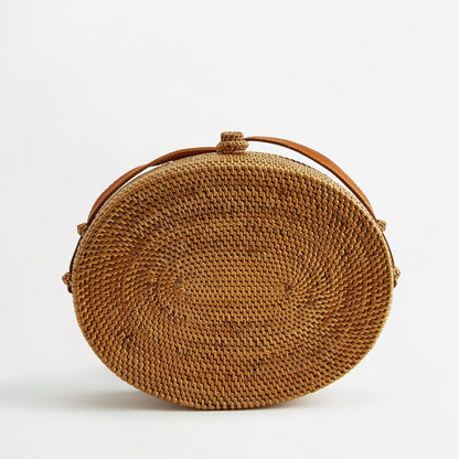 Oval Rattan Bag - Crane Pink Bird Personalised_