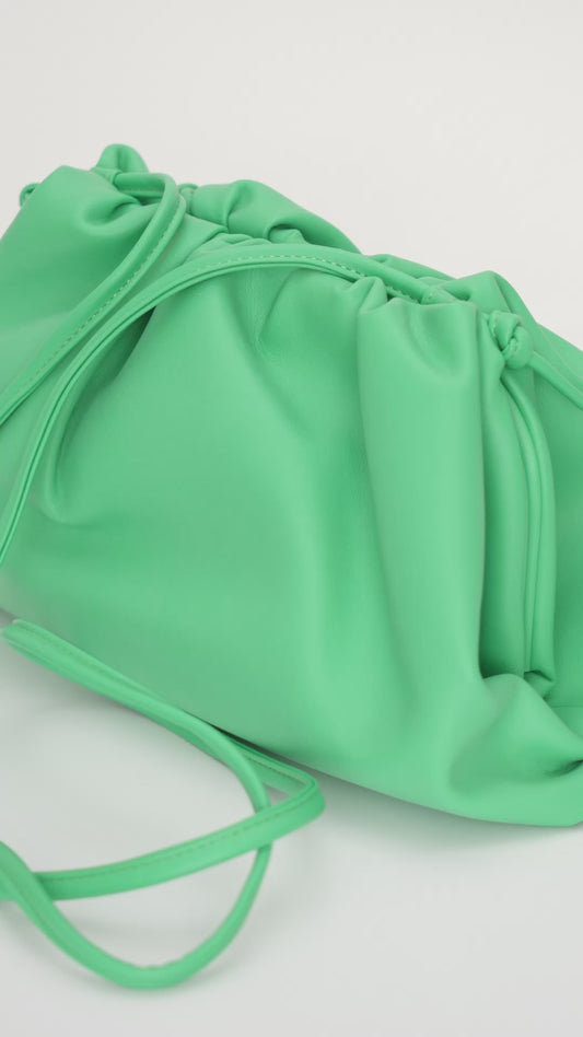 The Jeanie Leather Clutch in Apple Green