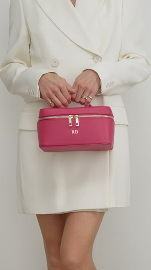 Lily & Bean Leather Travel Vanity Case Hot Pink