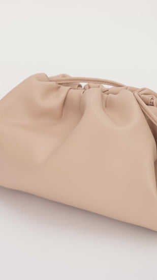 Nude leather top clutch